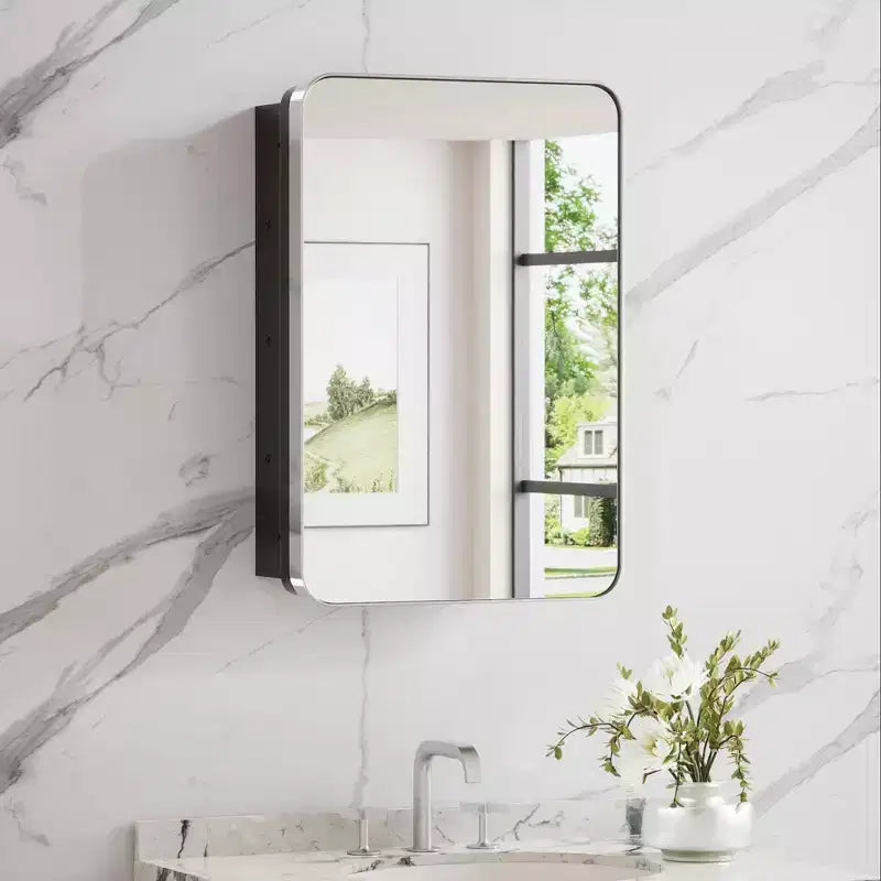 Keonjinn Metal Framed Rectangular Framed Recessed/Surface Mount Medicine Cabinet with Mirror