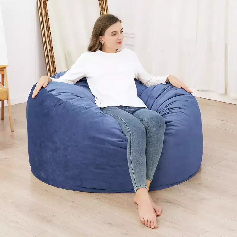 4 Foot Bean Bag Chair,Memory Foam Big Bean Bag for Adults, Big Sofa with Fluffy Removable Microfiber Cover 4'