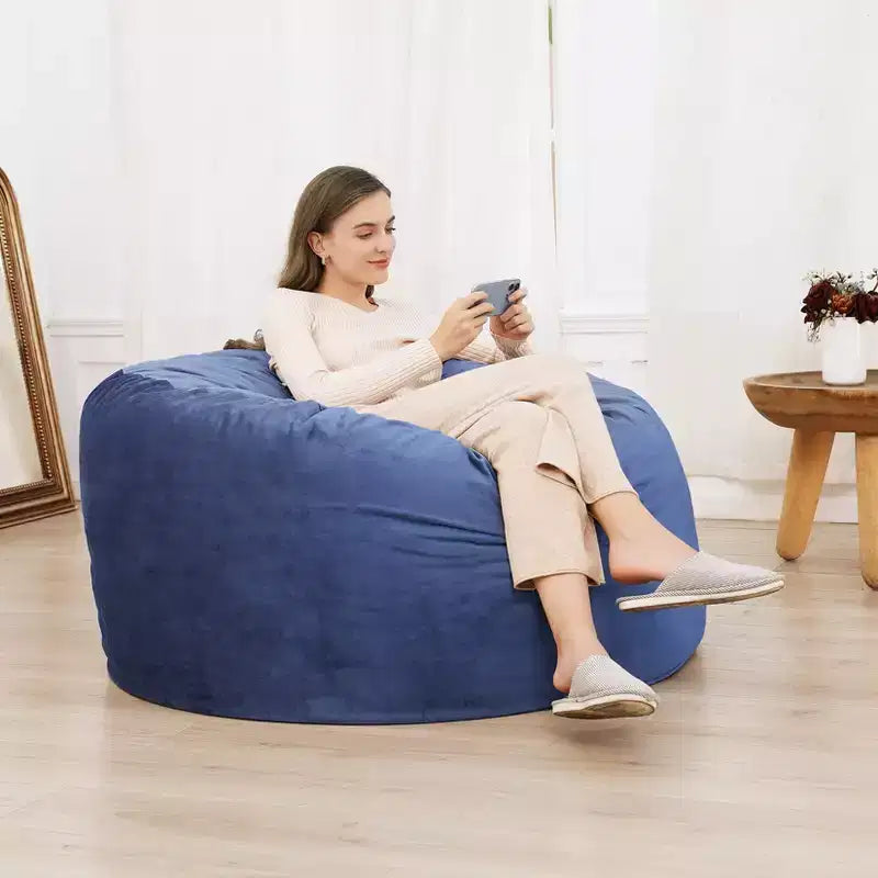 4 Foot Bean Bag Chair,Memory Foam Big Bean Bag for Adults, Big Sofa with Fluffy Removable Microfiber Cover 4'