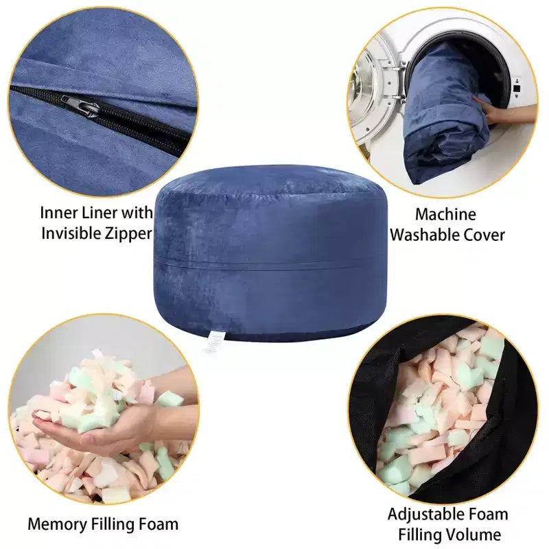 4 Foot Bean Bag Chair,Memory Foam Big Bean Bag for Adults, Big Sofa with Fluffy Removable Microfiber Cover 4'