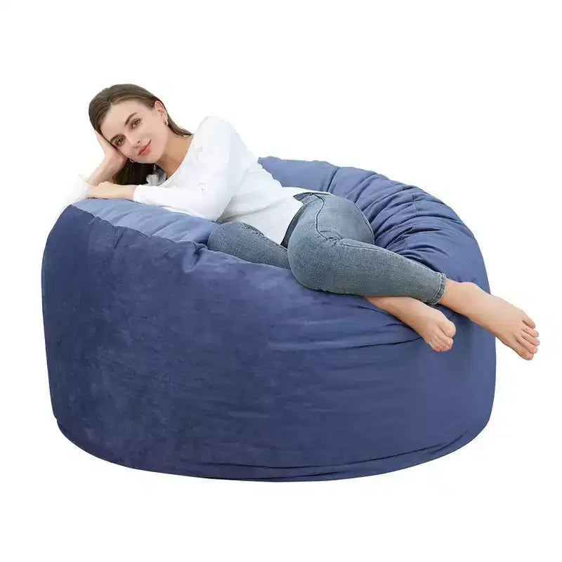 4 Foot Bean Bag Chair,Memory Foam Big Bean Bag for Adults, Big Sofa with Fluffy Removable Microfiber Cover 4'