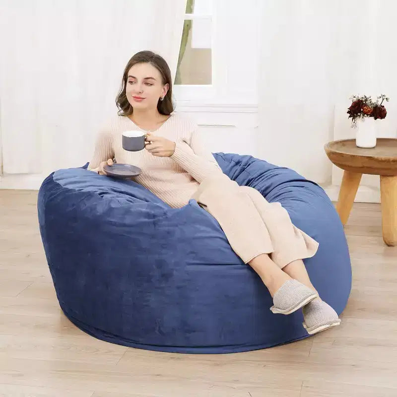4 Foot Bean Bag Chair,Memory Foam Big Bean Bag for Adults, Big Sofa with Fluffy Removable Microfiber Cover 4'