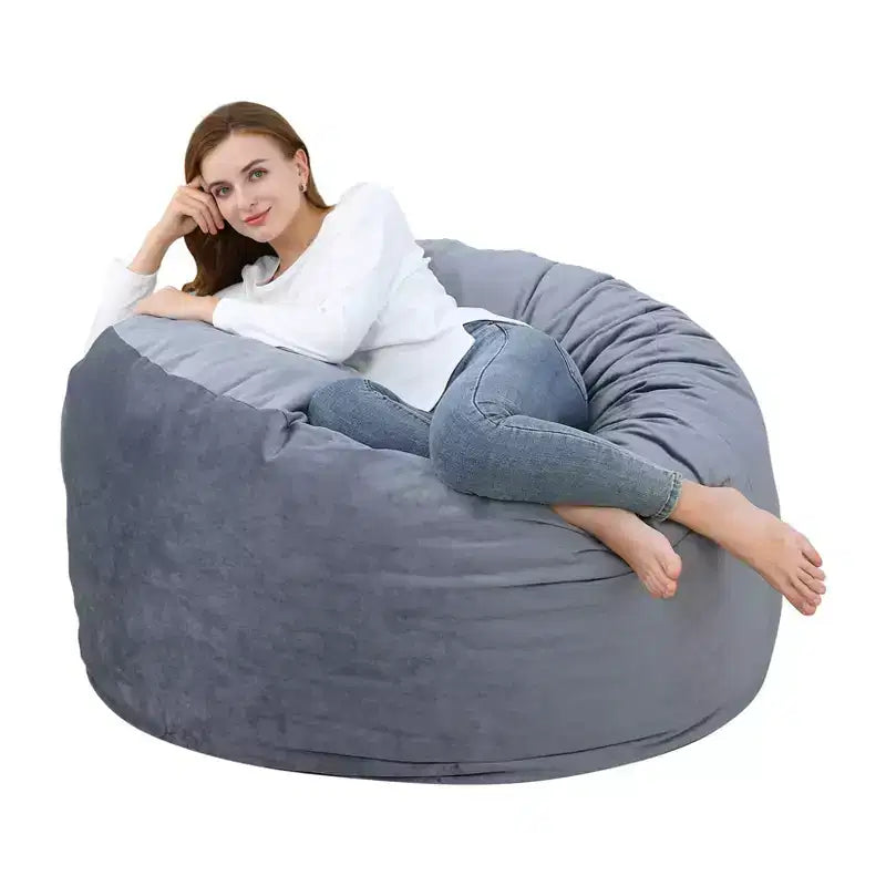 4 Foot Bean Bag Chair,Memory Foam Big Bean Bag for Adults, Big Sofa with Fluffy Removable Microfiber Cover 4'