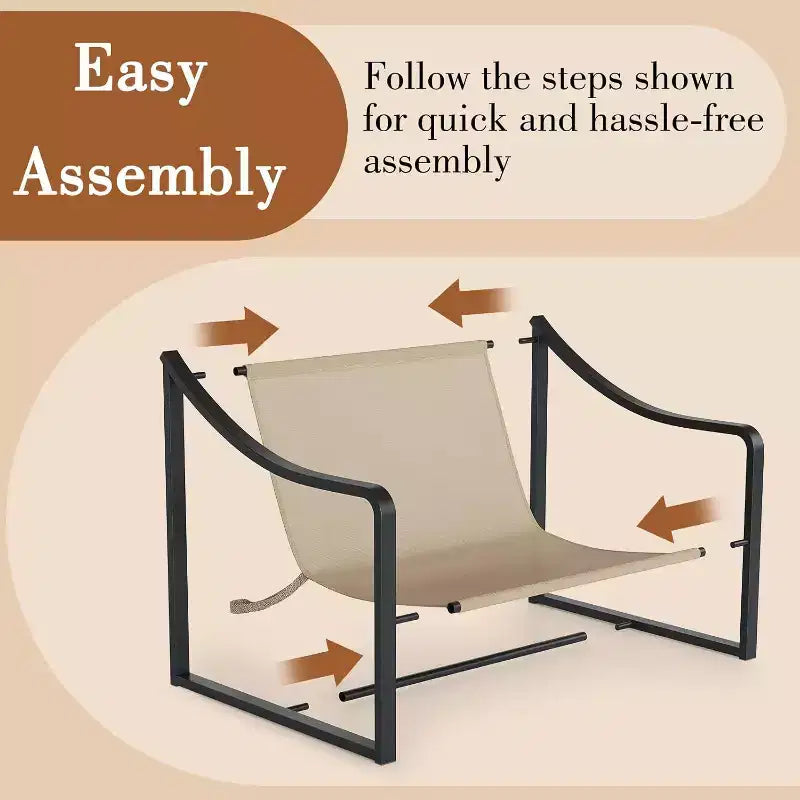 Modern Accent Chair Set of 2, Metal Frame Reading Chair with Armrest and Soft Foam Cushion, 280 Lbs Upholstered Sling Chairs for Living Room, Bedroom