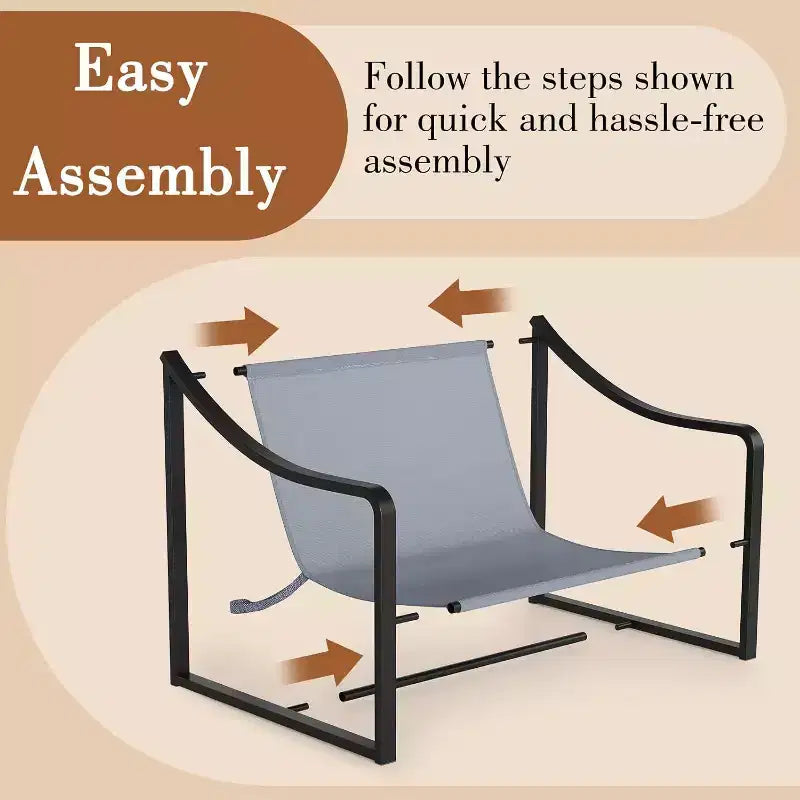 Modern Accent Chair Set of 2, Metal Frame Reading Chair with Armrest and Soft Foam Cushion, 280 Lbs Upholstered Sling Chairs for Living Room, Bedroom