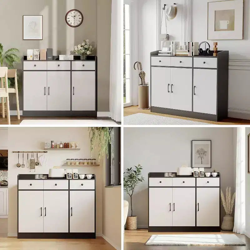 Modern Sideboard Buffet Cabinet with Drawers & Shelves, 47 Inch Storage Cupboard for Dining Room Kitchen Living Room Entryway