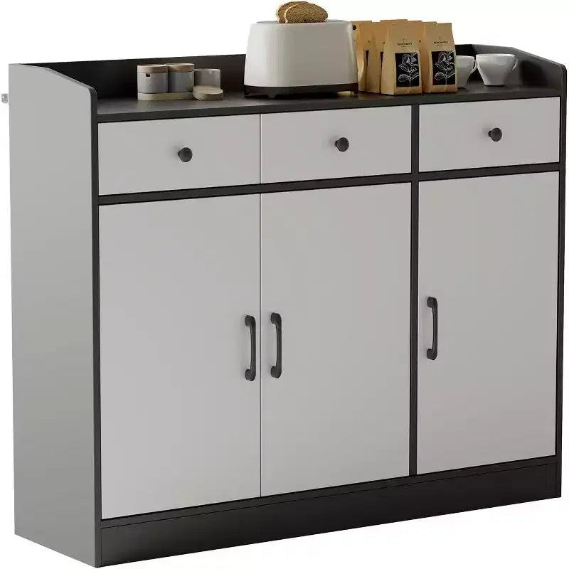 Modern Sideboard Buffet Cabinet with Drawers & Shelves, 47 Inch Storage Cupboard for Dining Room Kitchen Living Room Entryway