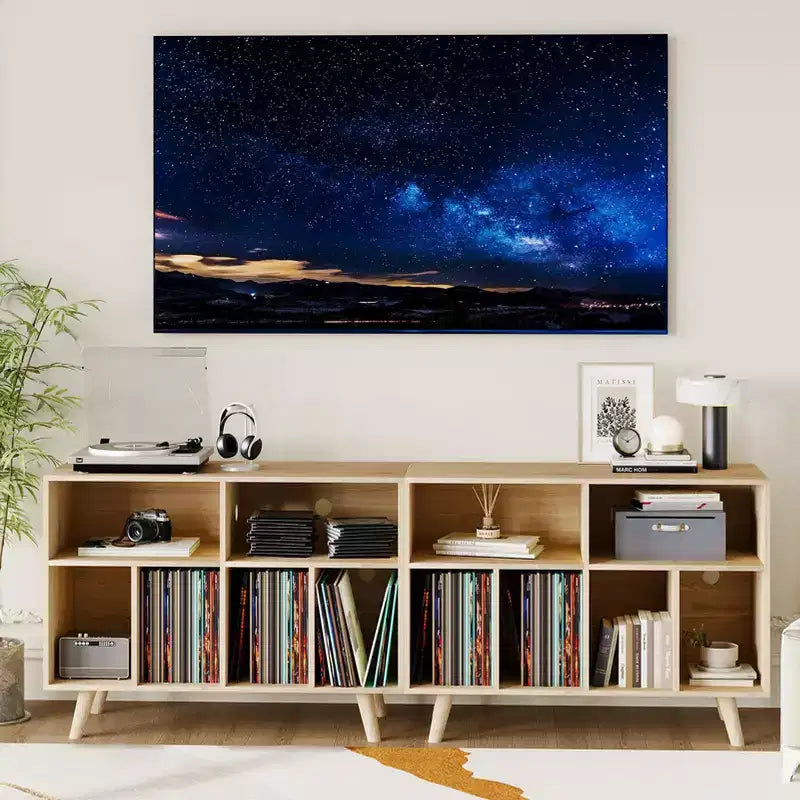COZONY Record Player Stand with Vinyl Storage, 39.5 Decorative Bookshelf Turntable Stand Holds up to 350 Albums Living Room