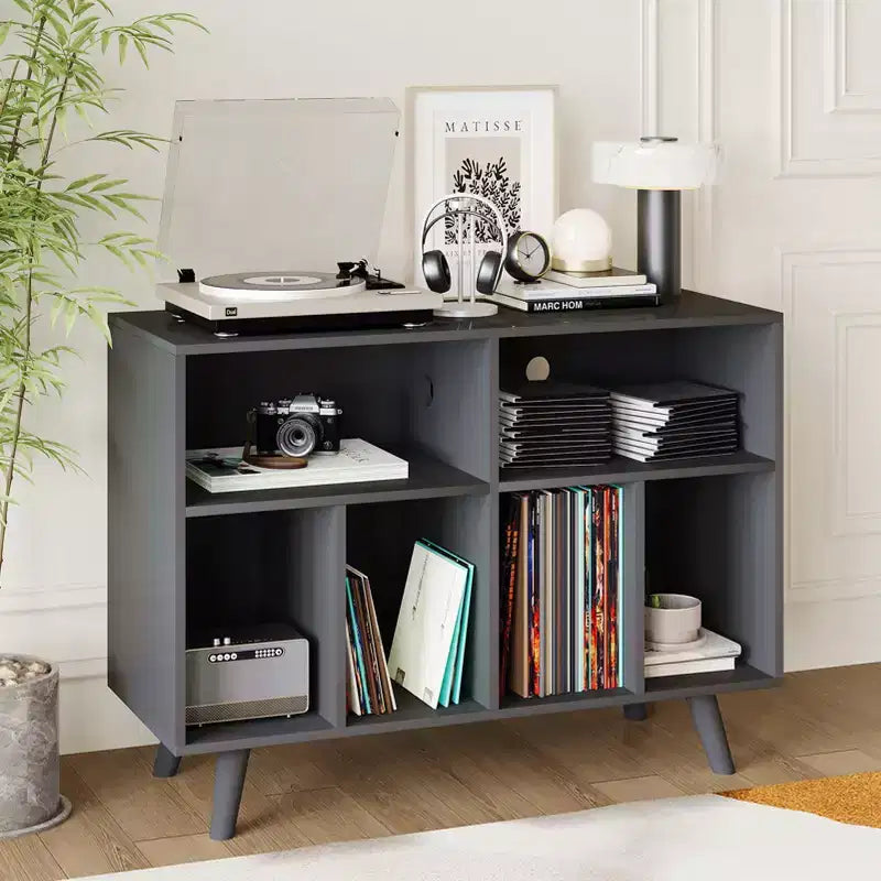 COZONY Record Player Stand with Vinyl Storage, 39.5 Decorative Bookshelf Turntable Stand Holds up to 350 Albums Living Room