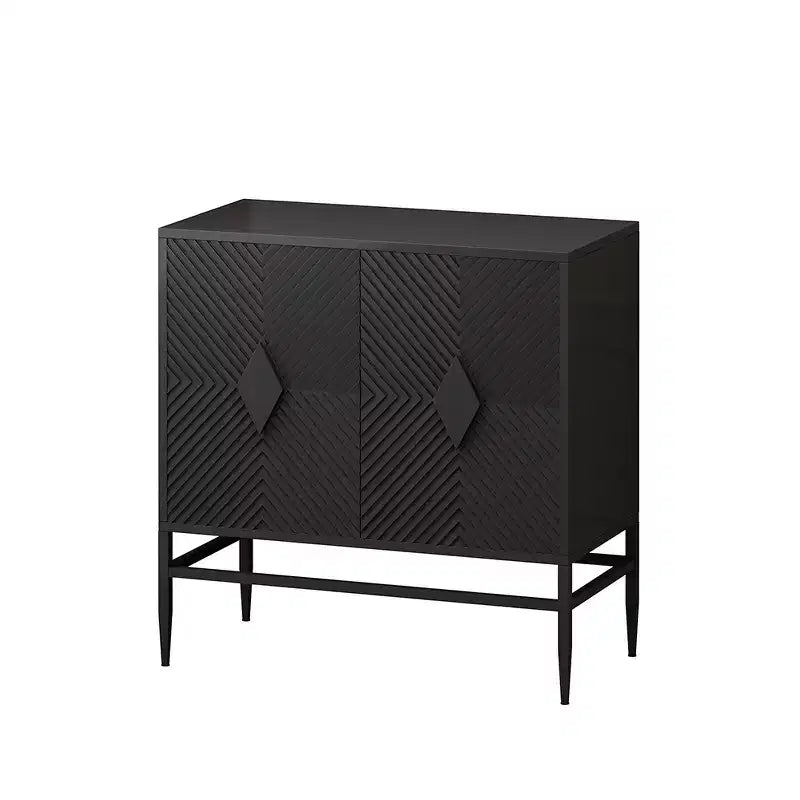 31.5 Inch Modern Storage Cabinet with 2 Doors & Metal Legs, 2-Tier Wooden Buffet Server for Dining Room Entryway