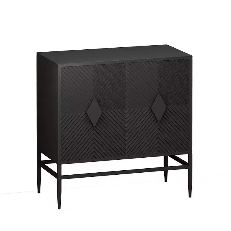 31.5 Inch Modern Storage Cabinet with 2 Doors & Metal Legs, 2-Tier Wooden Buffet Server for Dining Room Entryway