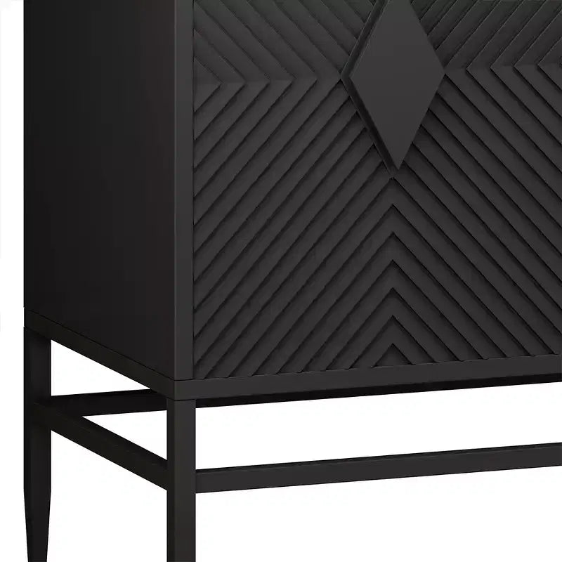 31.5 Inch Modern Storage Cabinet with 2 Doors & Metal Legs, 2-Tier Wooden Buffet Server for Dining Room Entryway
