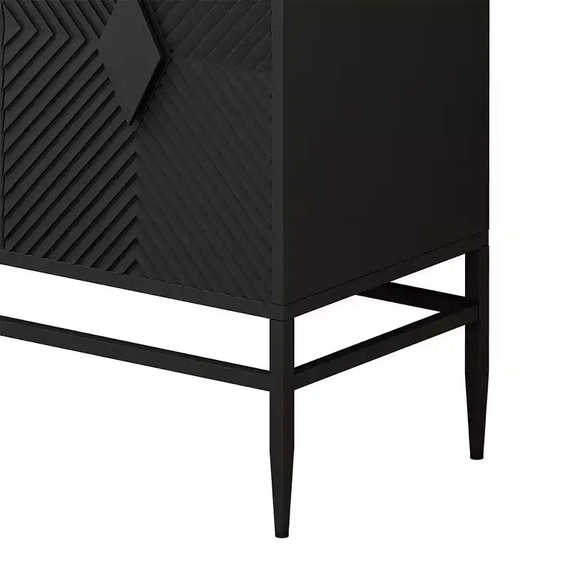 31.5 Inch Modern Storage Cabinet with 2 Doors & Metal Legs, 2-Tier Wooden Buffet Server for Dining Room Entryway