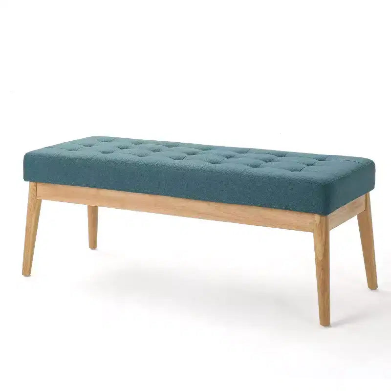 Okak Modern Entryway Bench with Wooden Frame, Foot Stools Ottoman with Cushion Seat, End of Bed Bench for Living Room, Bedroom