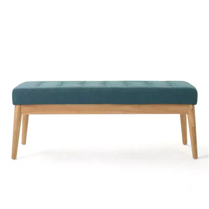 Okak Modern Entryway Bench with Wooden Frame, Foot Stools Ottoman with Cushion Seat, End of Bed Bench for Living Room, Bedroom