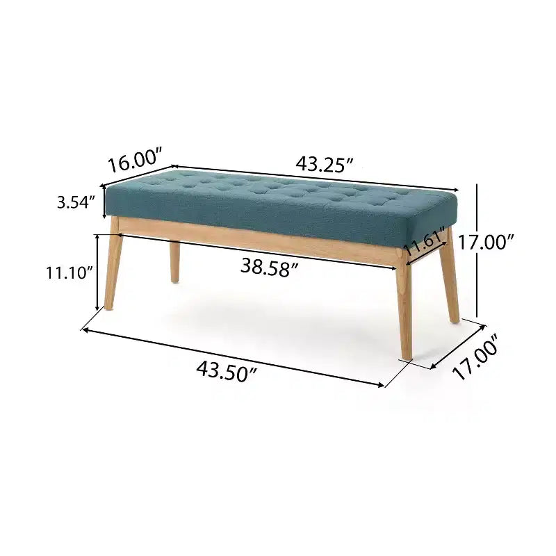 Okak Modern Entryway Bench with Wooden Frame, Foot Stools Ottoman with Cushion Seat, End of Bed Bench for Living Room, Bedroom