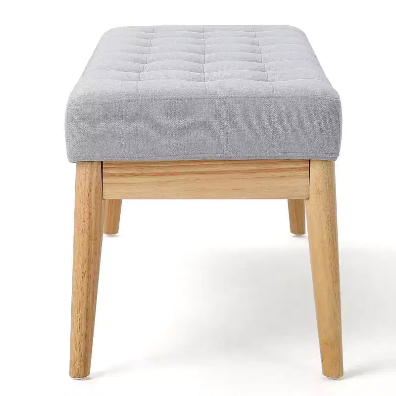 Okak Modern Entryway Bench with Wooden Frame, Foot Stools Ottoman with Cushion Seat, End of Bed Bench for Living Room, Bedroom