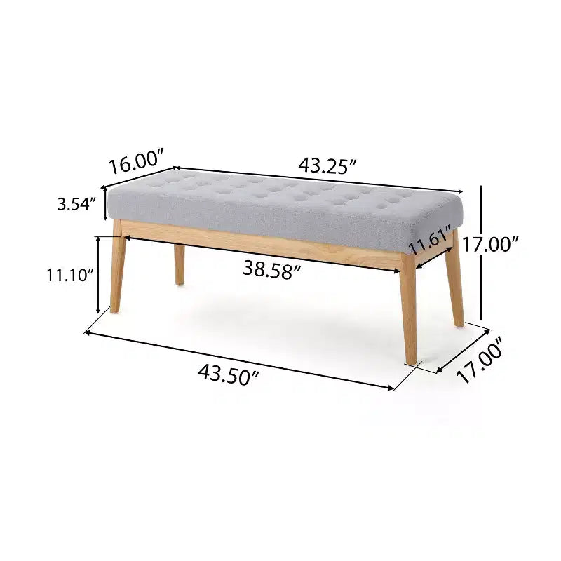 Okak Modern Entryway Bench with Wooden Frame, Foot Stools Ottoman with Cushion Seat, End of Bed Bench for Living Room, Bedroom