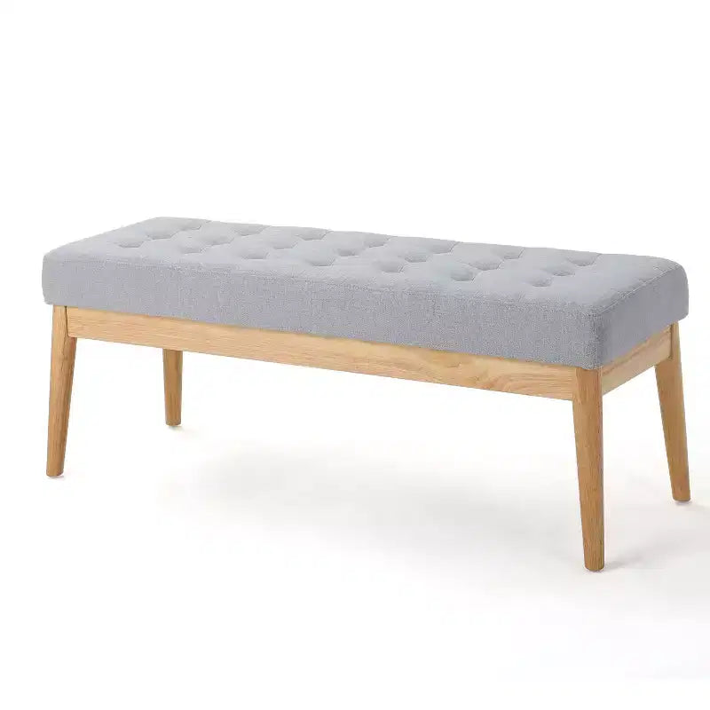 Okak Modern Entryway Bench with Wooden Frame, Foot Stools Ottoman with Cushion Seat, End of Bed Bench for Living Room, Bedroom
