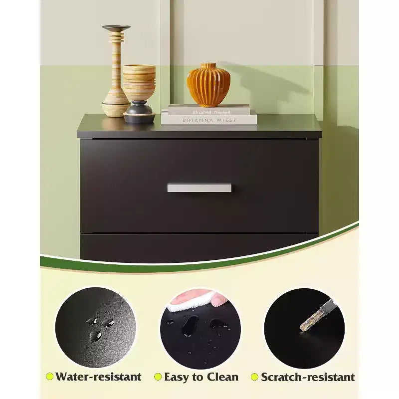 Table de chevet noire moderne avec 3 tiroirs Petite table de chevet en bois au design minimaliste