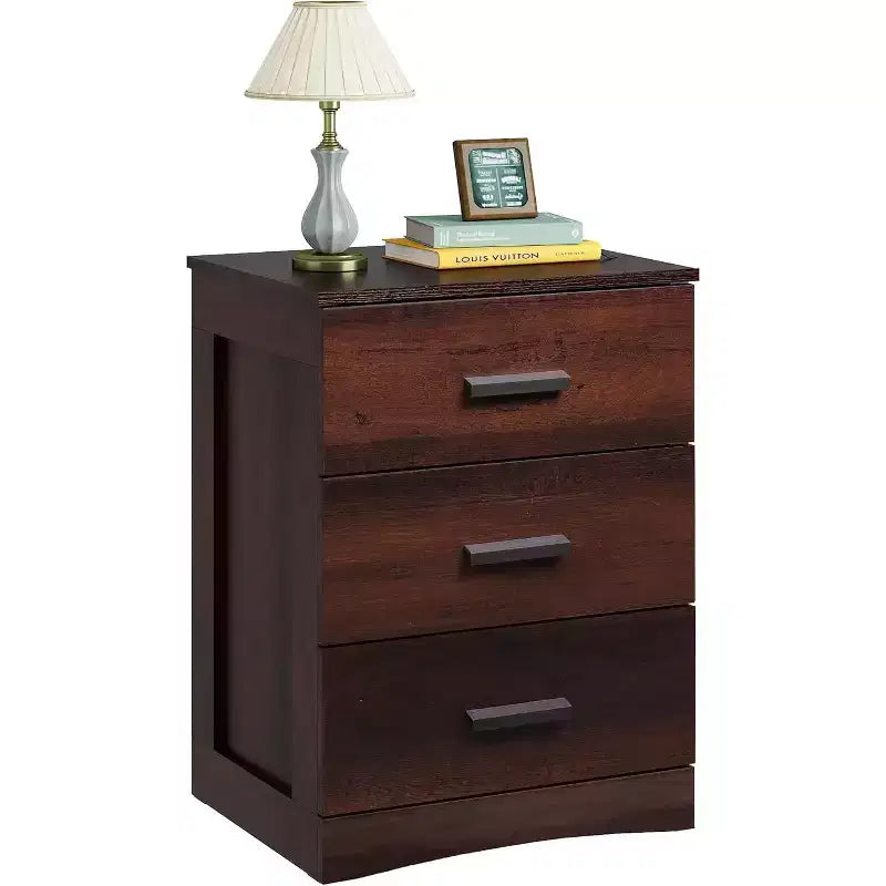 Table de chevet noire moderne avec 3 tiroirs Petite table de chevet en bois au design minimaliste
