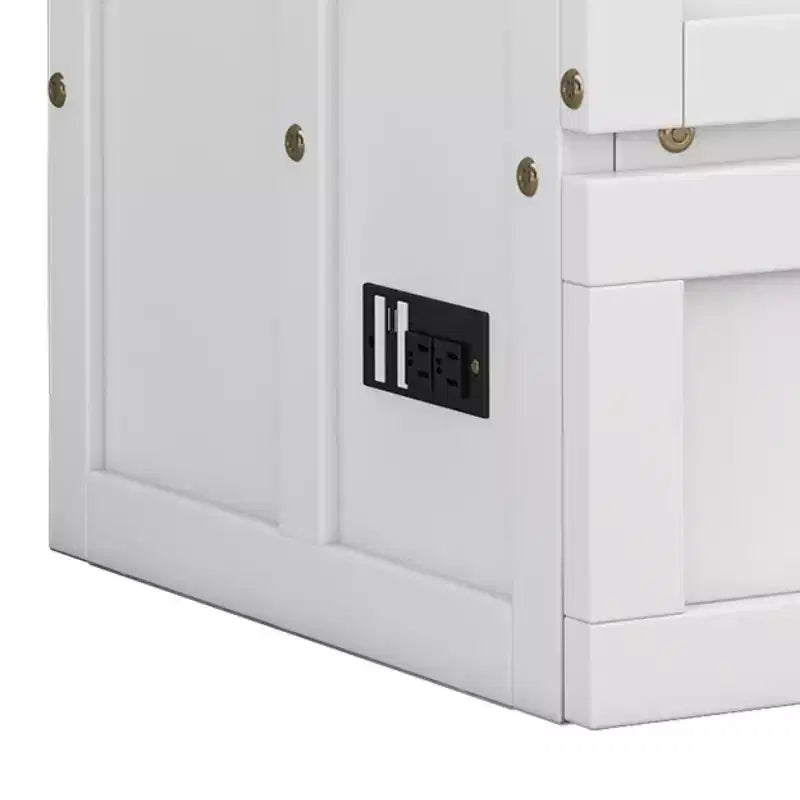 Lit avec grand tiroir de rangement, lit armoire en bois avec station de recharge