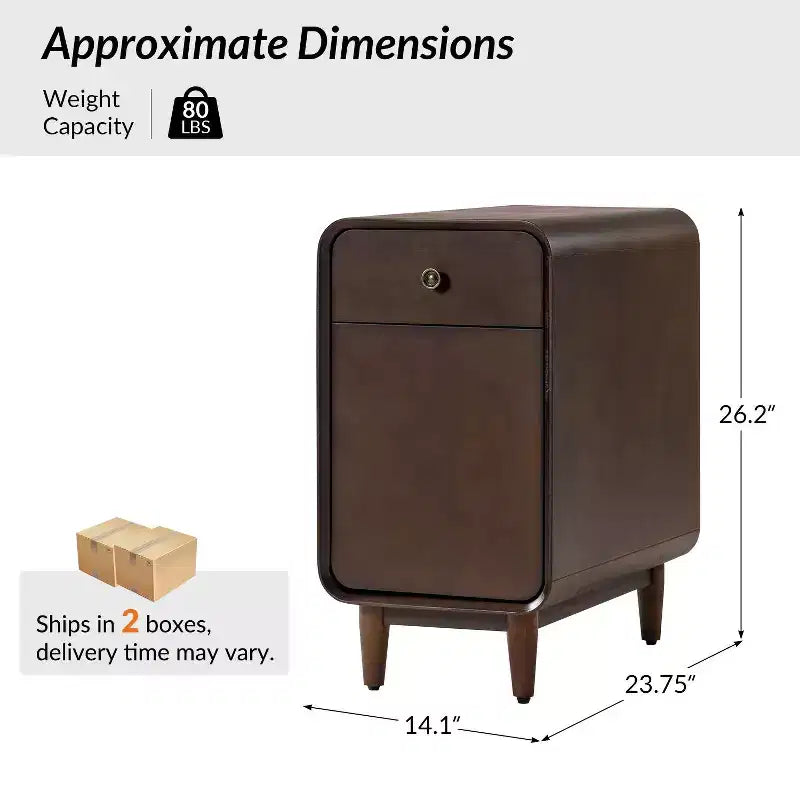 Table d'appoint mi-siècle moderne de 66 cm de haut avec 1 tiroir, lot de 2