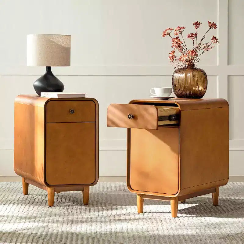 Table d'appoint mi-siècle moderne de 66 cm de haut avec 1 tiroir, lot de 2