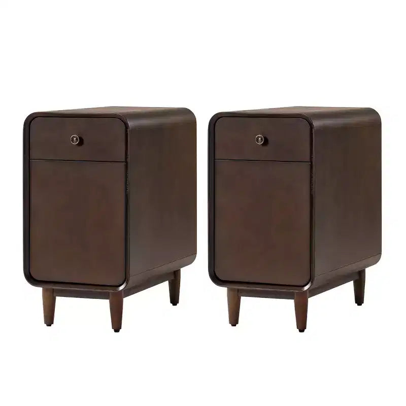 Table d'appoint mi-siècle moderne de 66 cm de haut avec 1 tiroir, lot de 2