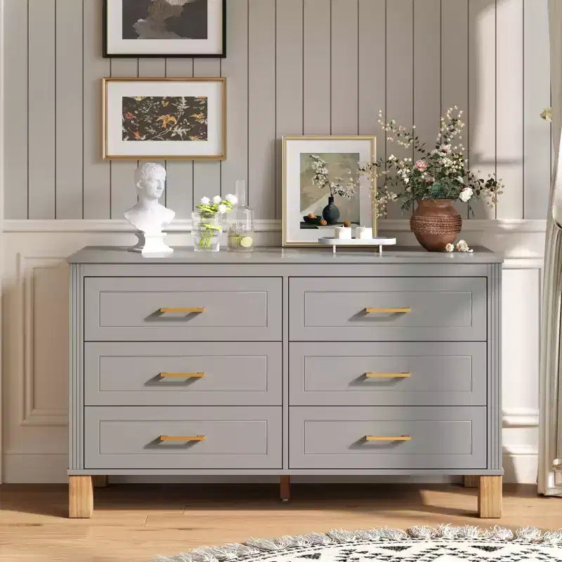 Commode à 6 tiroirs, meuble de rangement moderne du milieu du siècle