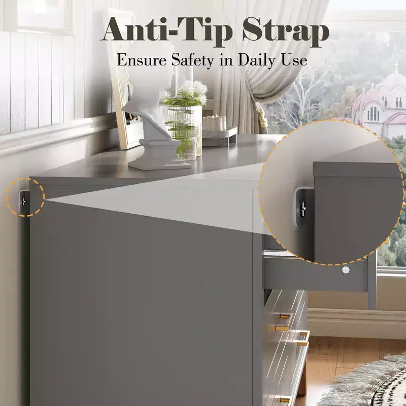Commode à 6 tiroirs, meuble de rangement moderne du milieu du siècle