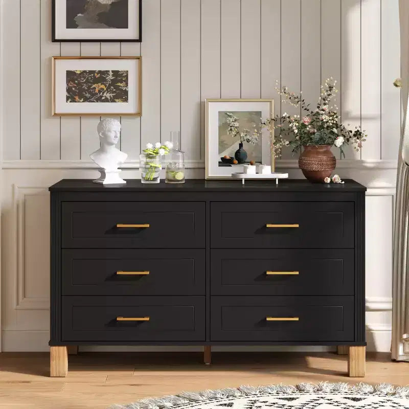 Commode à 6 tiroirs, meuble de rangement moderne du milieu du siècle