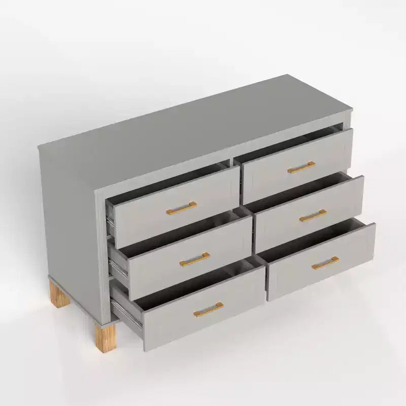 Commode à 6 tiroirs, meuble de rangement moderne du milieu du siècle