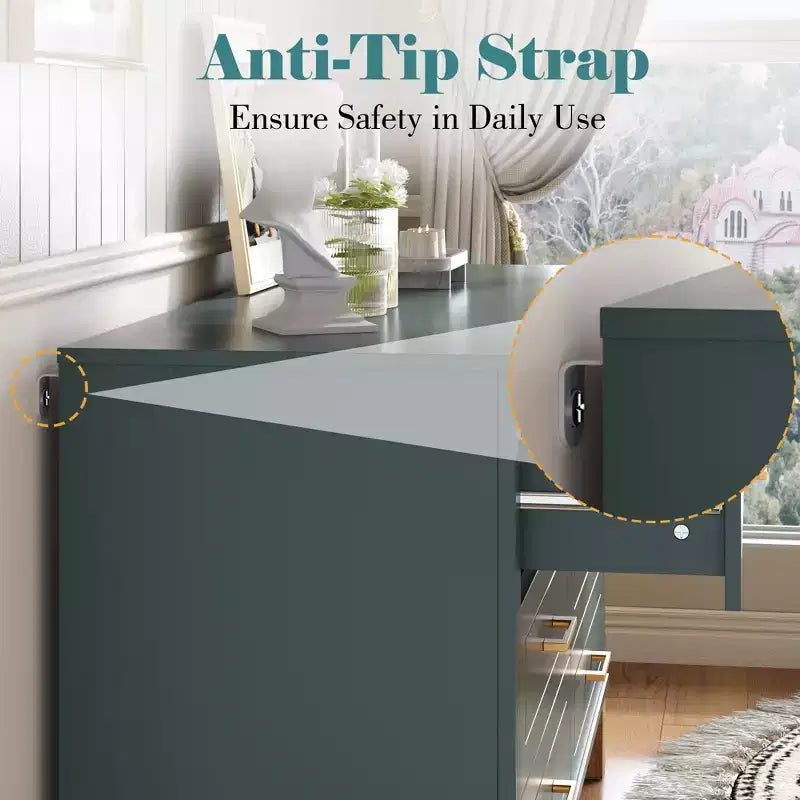 Commode à 6 tiroirs, meuble de rangement moderne du milieu du siècle