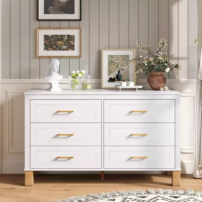 Commode à 6 tiroirs, meuble de rangement moderne du milieu du siècle