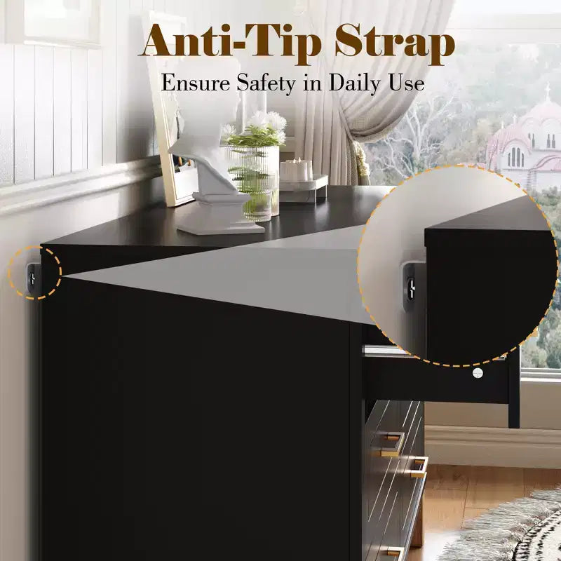 Commode à 6 tiroirs, meuble de rangement moderne du milieu du siècle