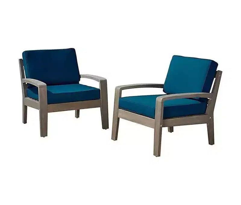 Fauteuil de jardin en bois d'acacia, cadre à lattes avec coussins résistants à l'eau