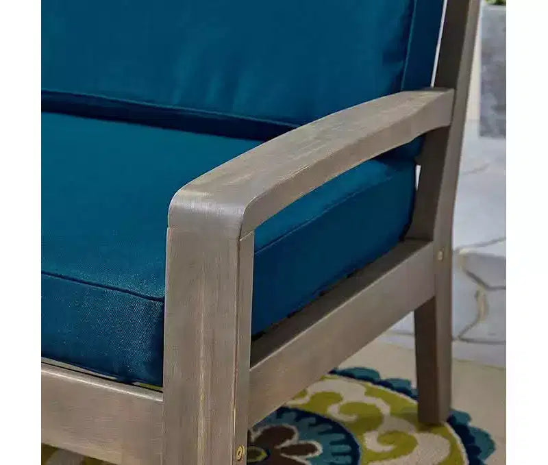 Fauteuil de jardin en bois d'acacia, cadre à lattes avec coussins résistants à l'eau