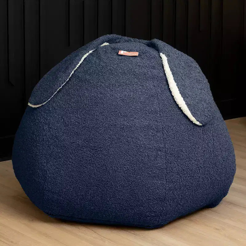 Grand pouf poire ovale en forme de lapin avec oreilles