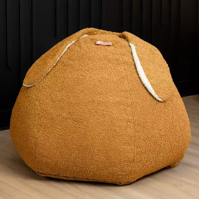 Grand pouf poire ovale en forme de lapin avec oreilles