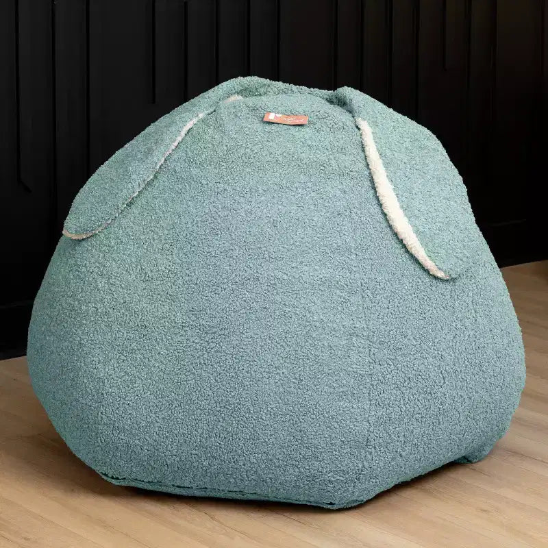 Grand pouf poire ovale en forme de lapin avec oreilles