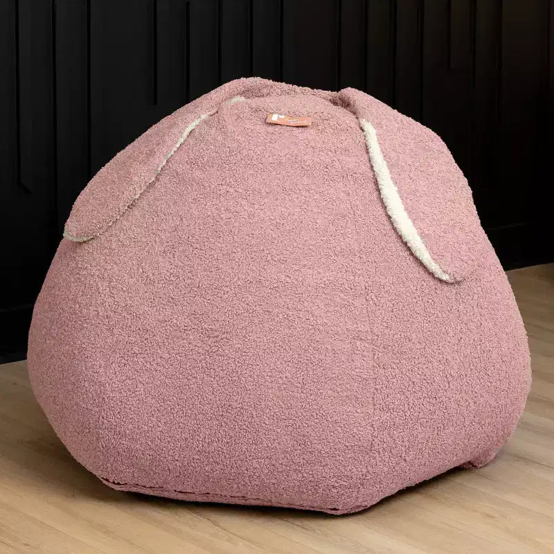 Grand pouf poire ovale en forme de lapin avec oreilles