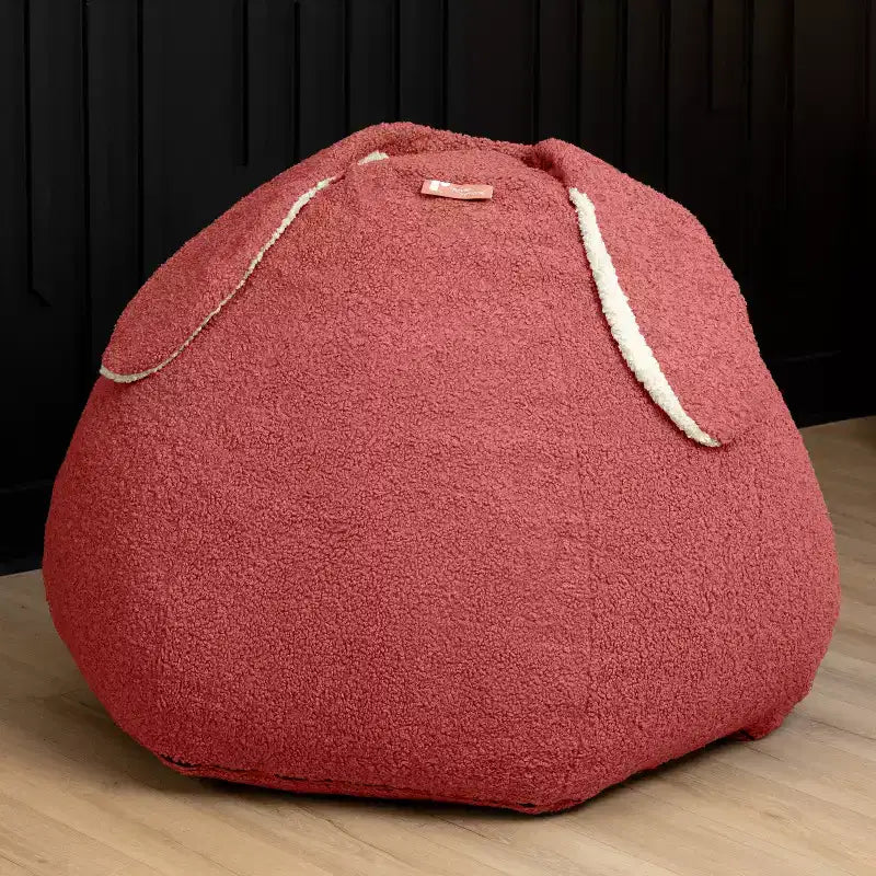 Grand pouf poire ovale en forme de lapin avec oreilles