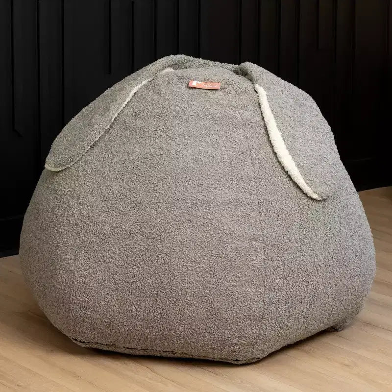 Grand pouf poire ovale en forme de lapin avec oreilles