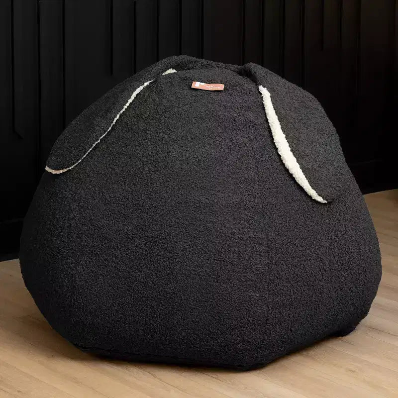 Grand pouf poire ovale en forme de lapin avec oreilles