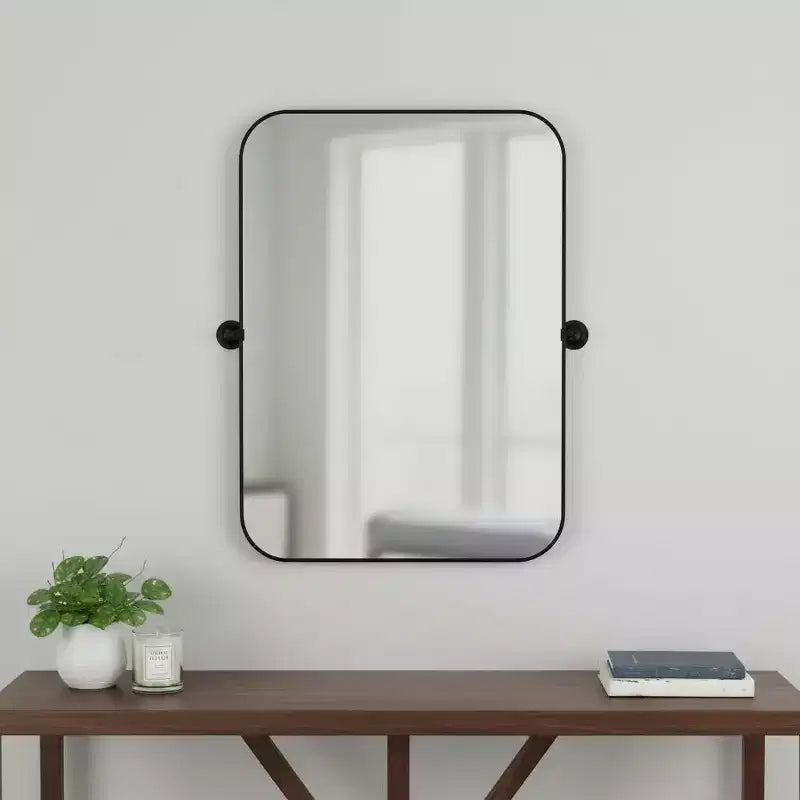 Miroir d'appoint inclinable encadré en métal noir 31