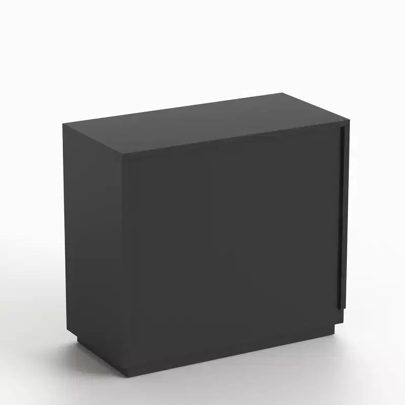 31.49 Commode verticale moderne à 4 tiroirs bicolore noyer et noir avec poignées en métal
