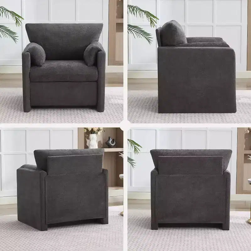 Grand Fauteuil d'appoint Moderne Gris Foncé Fauteuil de Lecture
