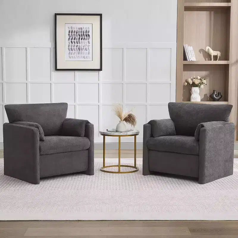 Grand Fauteuil d'appoint Moderne Gris Foncé Fauteuil de Lecture
