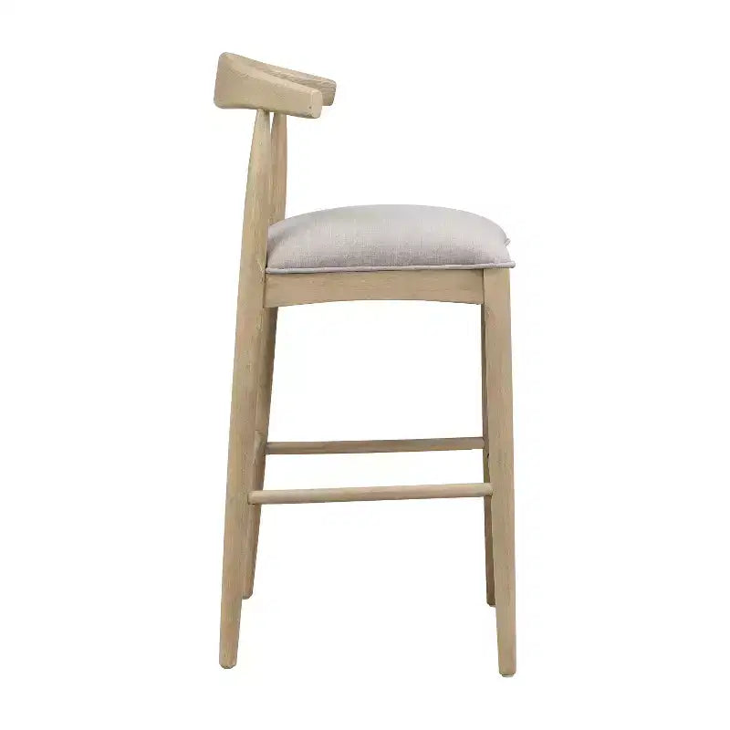Tabourets de bar rembourrés en bois d'hévéa de style Mid-Century (Lot de 2)